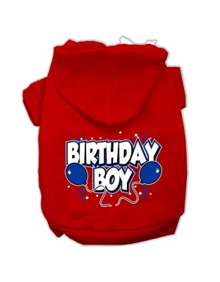 Birthday Boy Screen Print Pet Hoodies Red Size Lg