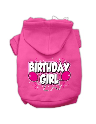 Birthday Girl Screen Print Pet Hoodies Bright Pink Size Lg