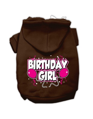 Birthday Girl Screen Print Pet Hoodies Brown Size Lg