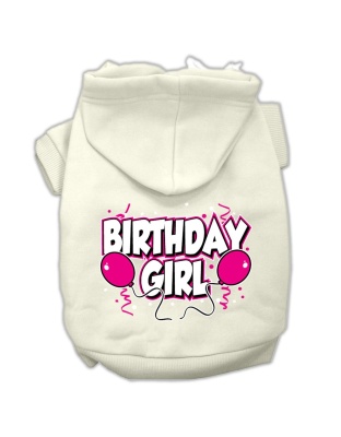 Birthday Girl Screen Print Pet Hoodies Cream Size Lg