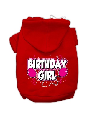 Birthday Girl Screen Print Pet Hoodies Red Size Lg