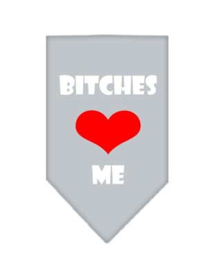 Bitches Love Me Screen Print Bandana Grey Large