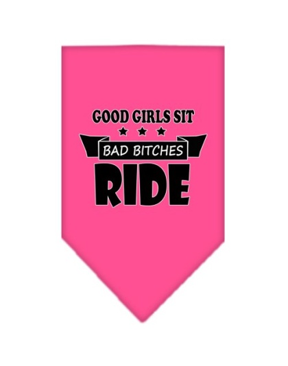 Bitches Ride Screen Print Bandana Bright Pink Large