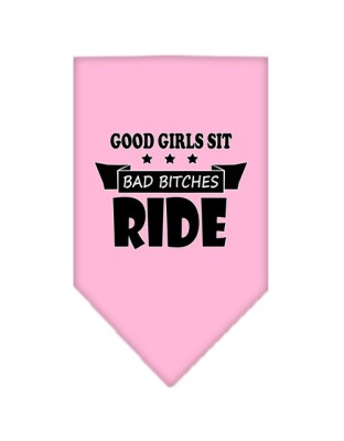 Bitches Ride Screen Print Bandana Light Pink Large