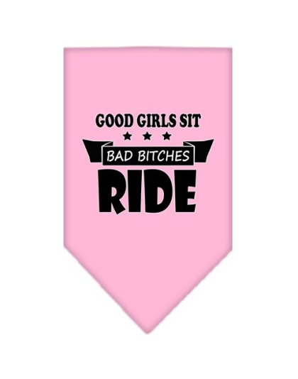 Bitches Ride Screen Print Bandana Light Pink Large