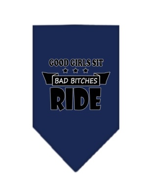 Bitches Ride Screen Print Bandana Navy Blue large