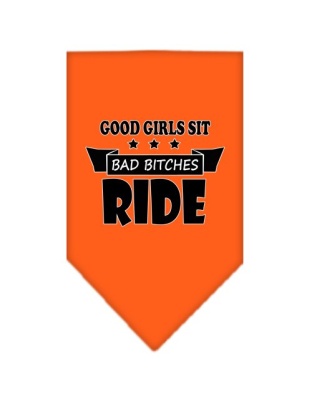 Bitches Ride Screen Print Bandana Orange Large