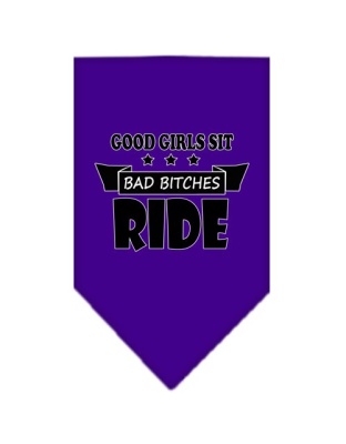 Bitches Ride Screen Print Bandana Purple Large