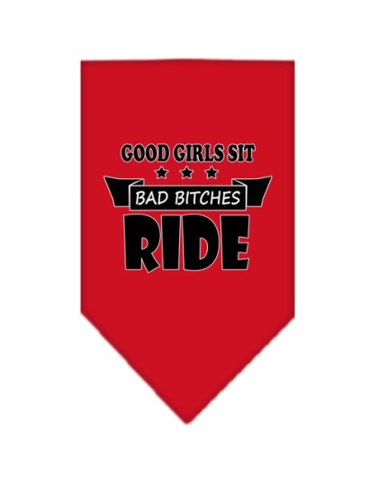 Bitches Ride Screen Print Bandana Red Large