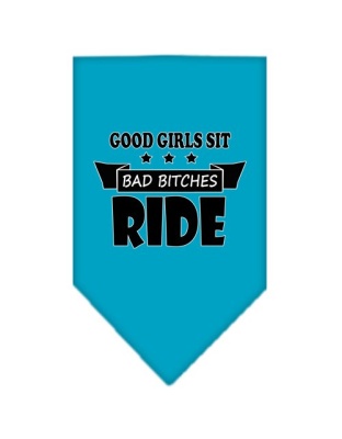 Bitches Ride Screen Print Bandana Turquoise Large