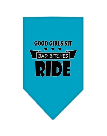 Bitches Ride Screen Print Bandana Turquoise Large