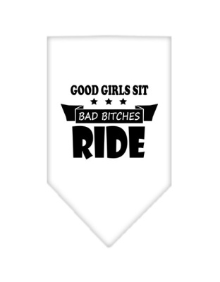 Bitches Ride Screen Print Bandana White Large