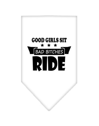 Bitches Ride Screen Print Bandana White Large