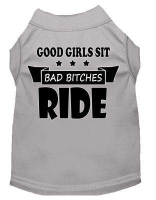 Bitches Ride Screen Print Dog Shirt Grey Lg