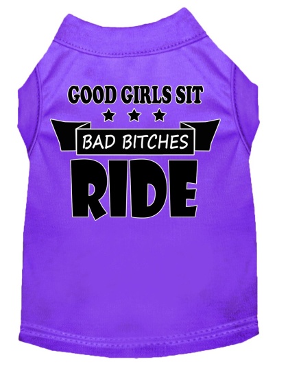 Bitches Ride Screen Print Dog Shirt Purple Lg