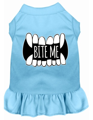 Bite Me Screen Print Dog Dress Baby Blue 4X (22)