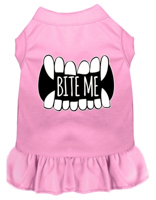 Bite Me Screen Print Dog Dress Light Pink 4X (22)