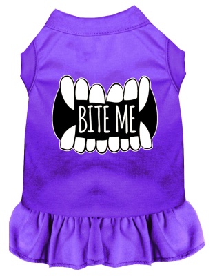 Bite Me Screen Print Dog Dress Purple 4X (22)
