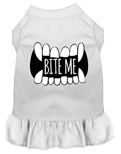 Bite Me Screen Print Dog Dress White 4X (22)
