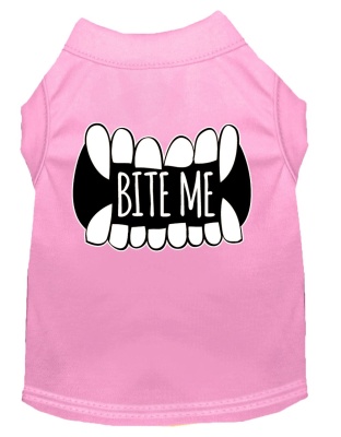 Bite Me Screen Print Dog Shirt Light Pink Lg