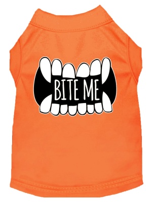Bite Me Screen Print Dog Shirt Orange Lg