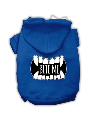 Bite Me Screenprint Dog Hoodie Blue L