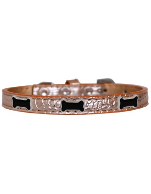 Black Bone Widget Croc Dog Collar Copper Size 10