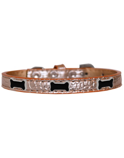 Black Bone Widget Croc Dog Collar Copper Size 10