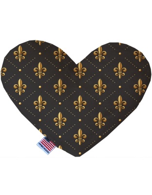 Black and Gold Fleur de Lis 6 inch Canvas Heart Dog Toy