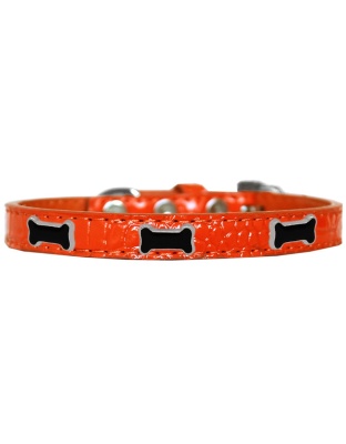 Black Bone Widget Croc Dog Collar Orange Size 10