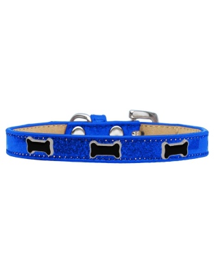 Black Bone Widget Dog Collar Blue Ice Cream Size 10