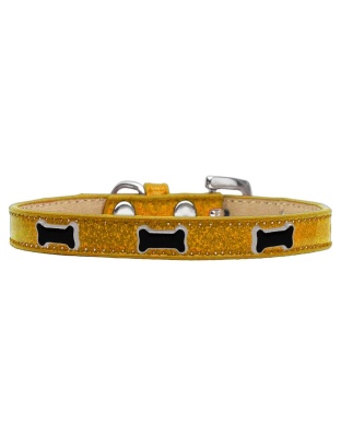 Black Bone Widget Dog Collar Gold Ice Cream Size 10