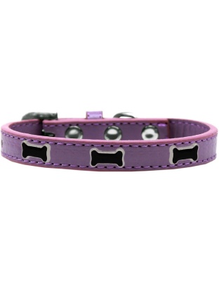Black Bone Widget Dog Collar Lavender Size 10