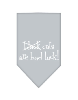 Black Cats are Bad Luck Screen Print Bandana Grey Large
