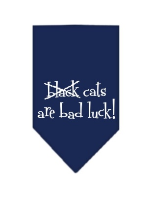 Black Cats are Bad Luck Screen Print Bandana Navy Blue large