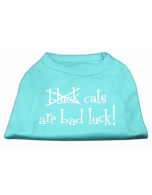 Black Cats are Bad Luck Screen Print Shirt Aqua L