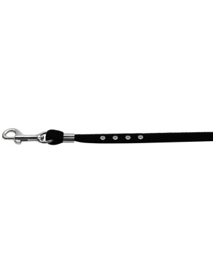 Black Velvet Leash Silver Hardware Clear Crystal Stones
