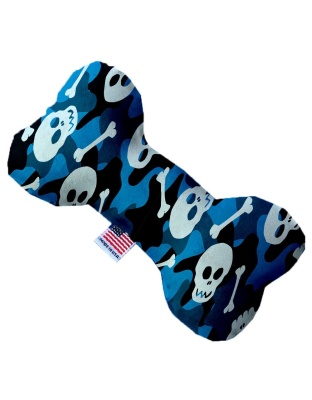 Blue Camo Skulls 10 Inch Canvas Bone Dog Toy
