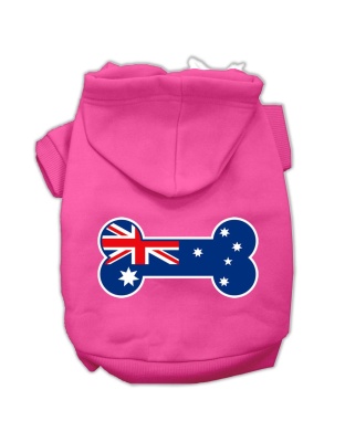 Bone Shaped Australian Flag Screen Print Pet Hoodies Bright Pink Size L