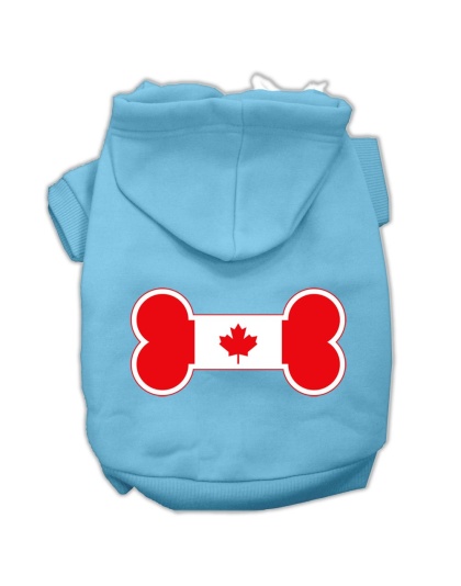 Bone Shaped Canadian Flag Screen Print Pet Hoodies Baby Blue L