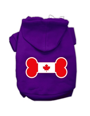 Bone Shaped Canadian Flag Screen Print Pet Hoodies Purple L
