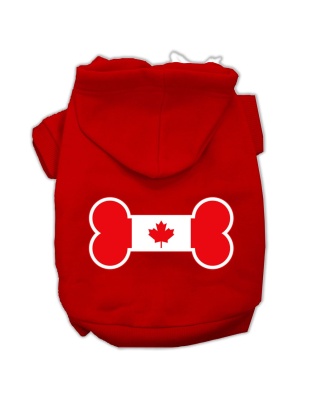 Bone Shaped Canadian Flag Screen Print Pet Hoodies Red L
