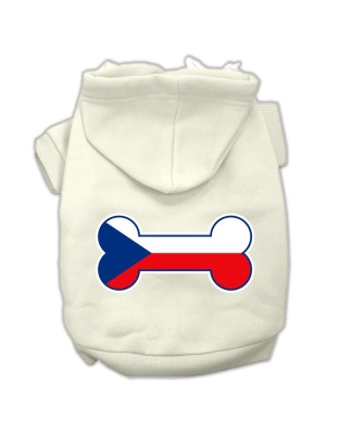Bone Shaped Czech Republic Flag Screen Print Pet Hoodies Cream L