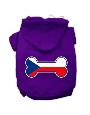 Bone Shaped Czech Republic Flag Screen Print Pet Hoodies Purple L