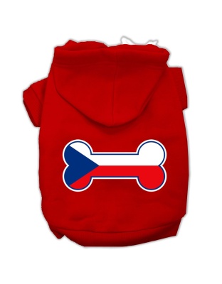 Bone Shaped Czech Republic Flag Screen Print Pet Hoodies Red L