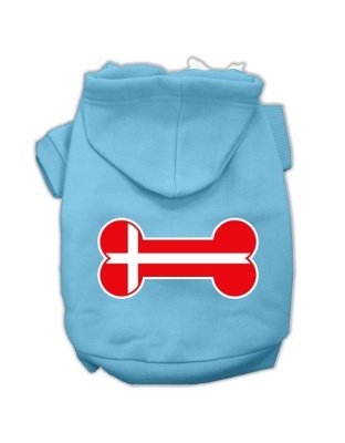 Bone Shaped Denmark Flag Screen Print Pet Hoodies Baby Blue L