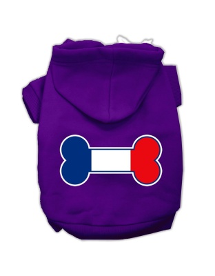 Bone Shaped France Flag Screen Print Pet Hoodies Purple Size L