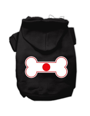 Bone Shaped Japan Flag Screen Print Pet Hoodies Black L