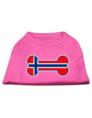 Bone Shaped Norway Flag Screen Print Shirts Bright Pink L