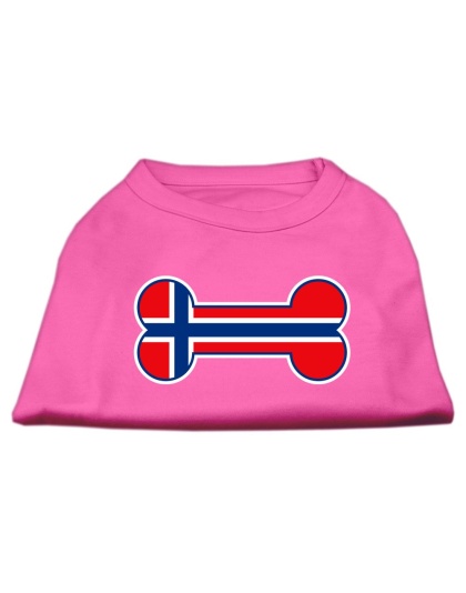 Bone Shaped Norway Flag Screen Print Shirts Bright Pink L